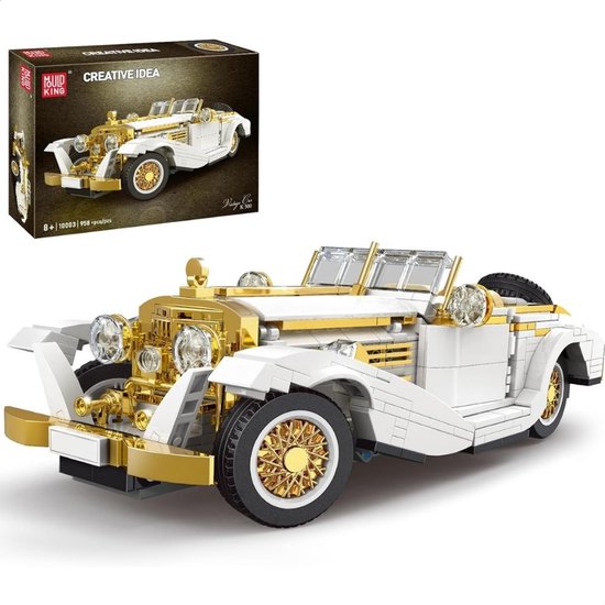 Mould King 10003 Vintage Classic Oldtimer bouwset | Hot city racing champion adventure | Technische speelgoed creator bouwpakketten voor volwassenen & kinderen | Auto met speed fast drifting wheels | geschikt voor Lego | Bouwdoos met 958 bouwstenen