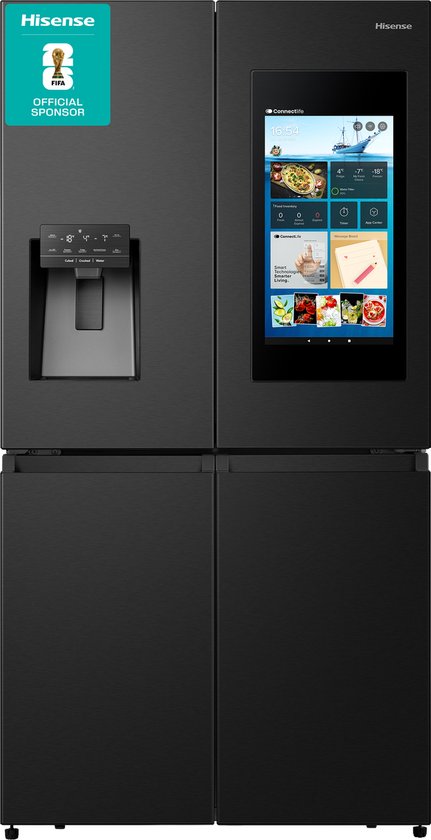 Hisense RQ760N4IFE - Amerikaanse koelkast - Energielabel E - Vaste Wateraansluiting - Water- & ijsdispenser - Metal Tech Cooling - No Frost - Zwart - Multi-Air Flow - Super Cool - Fast Freeze - 39dB (A) - Inverter Compressor - 577 Liter