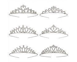 Tiara Set - 6 Stuks - Diadeem - Kroon - Haarsieraad - Zilverkleurig