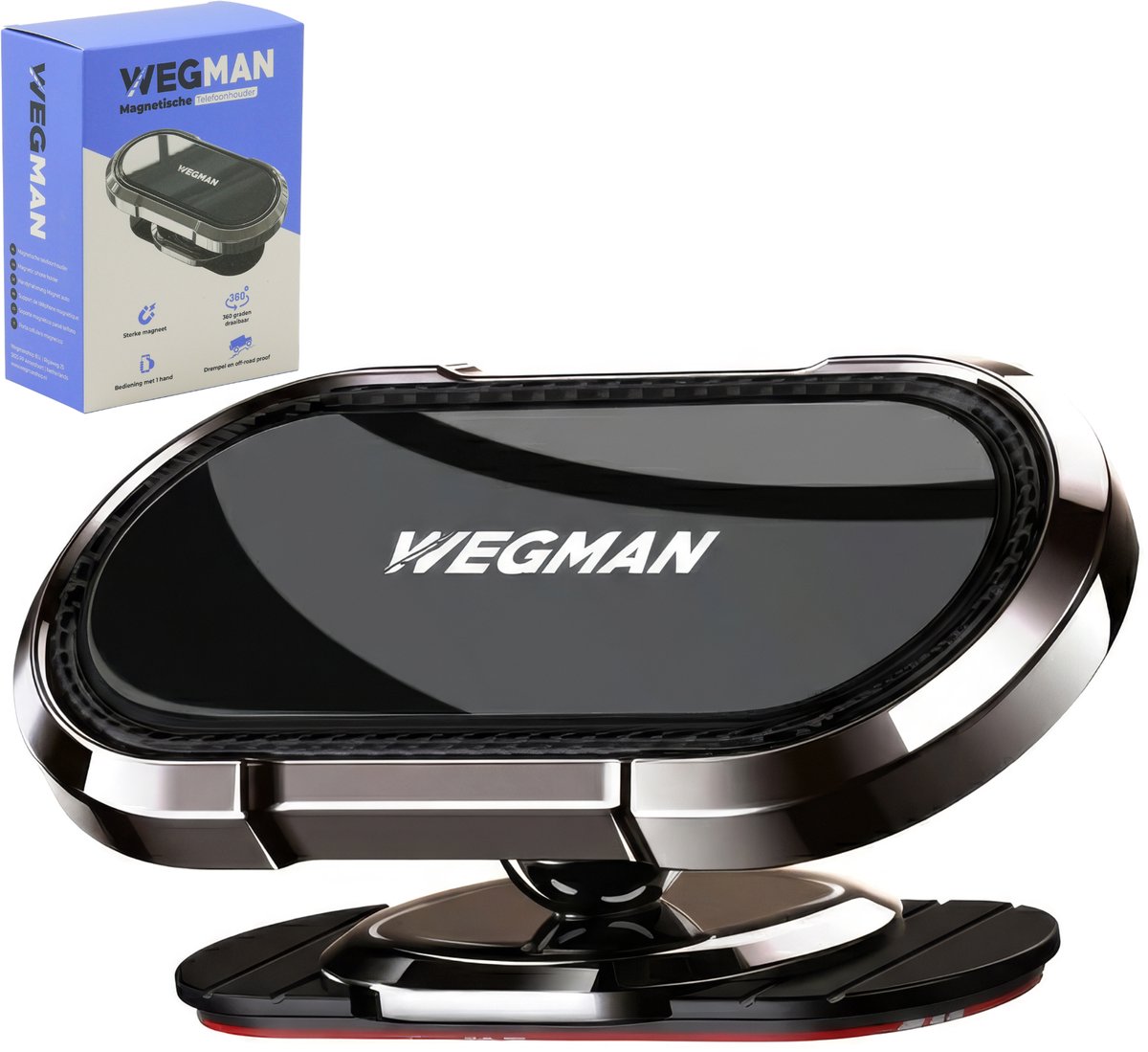 Wegman Telefoonhouder Auto - Magnetisch - Dashboard - Off-Road & Drempel Proof Magneet - Universeel voor alle Telefoons - GSM Houder Mobiel - Telefoonhouders Auto - Auto Accessories - Zwart