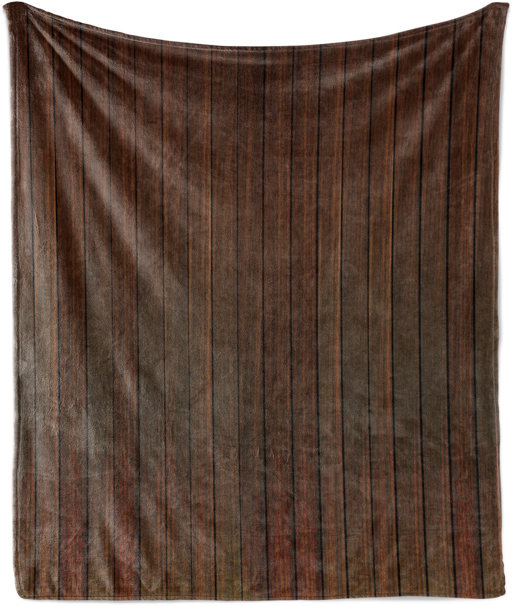 ABAKUHAUS Chocoladekleurige Zachte Flanellen Fleece Deken, Houten Vloer Design, Gezellige Pluche Plaid, 175 x 230 cm, Bruin