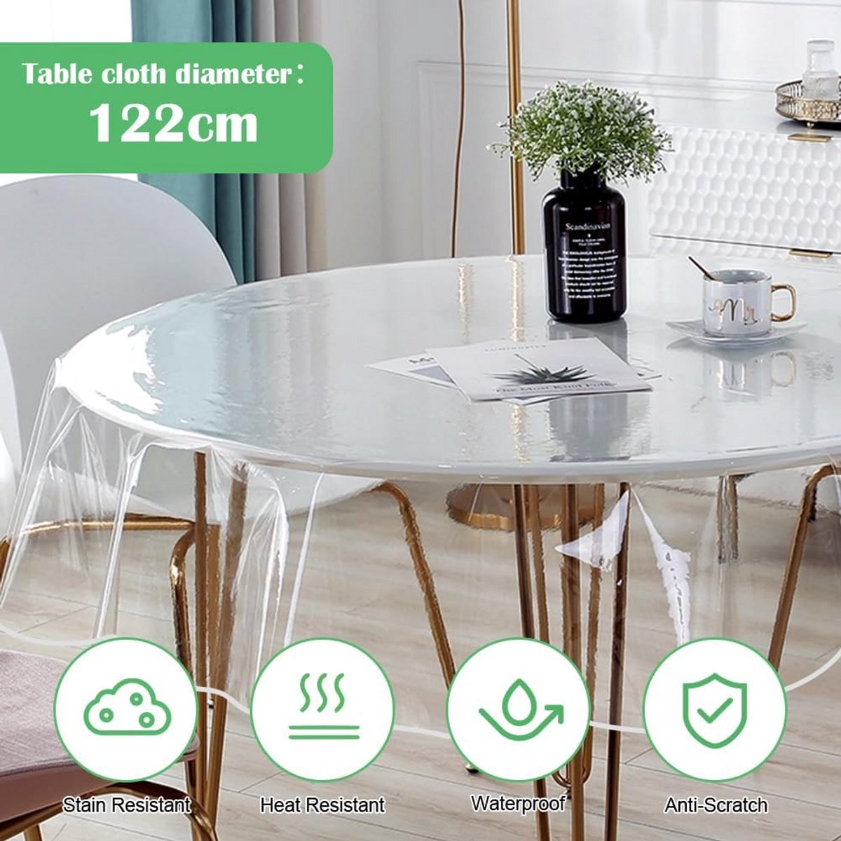 Ronde Transparante Tafelbeschermer - Diameter 122 cm - PVC