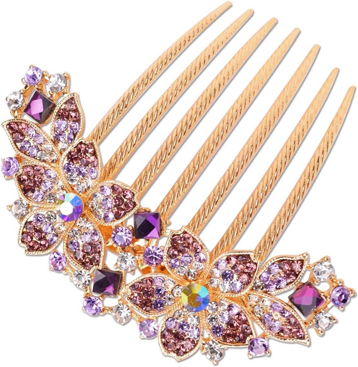 Luxe Bloemen Haarkam met Strass Steentjes - Bruids Haaraccessoire voor Dames en Meisjes