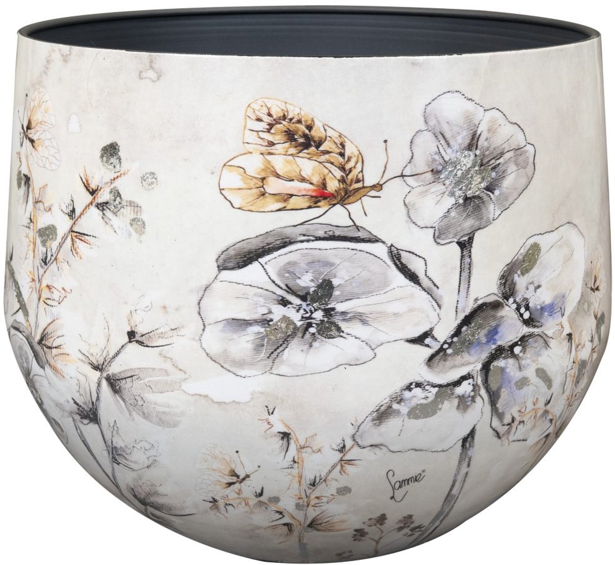TS Collection - Bloempot Designed by Lammie - Moonlight meadow - 24x21 - Metaal & Epoxy - Exclusieve woonitems voor binnen - Handgemaakt - Unieke print - Designed by Lammie