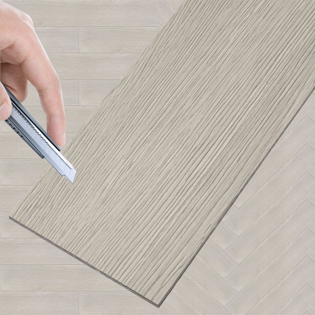 ACXIN 18 Stuks PVC Vinyl Vloer 2,5 m² Zelfklevend Vloerplanken Houtlook Keuken / Woonkamer / Balkon – Middengrijs