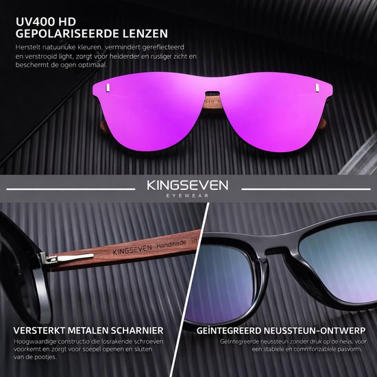 KingSeven - Purple Oculos Bamboo UV400 en polarisatie filter van Kingseven — afbeelding 4