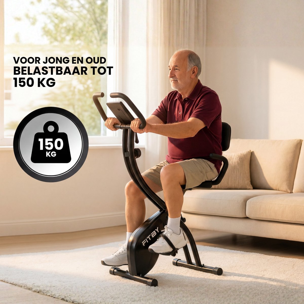 Fitby Hometrainer - Fitnessfiets - Opvouwbaar - afbeelding 2