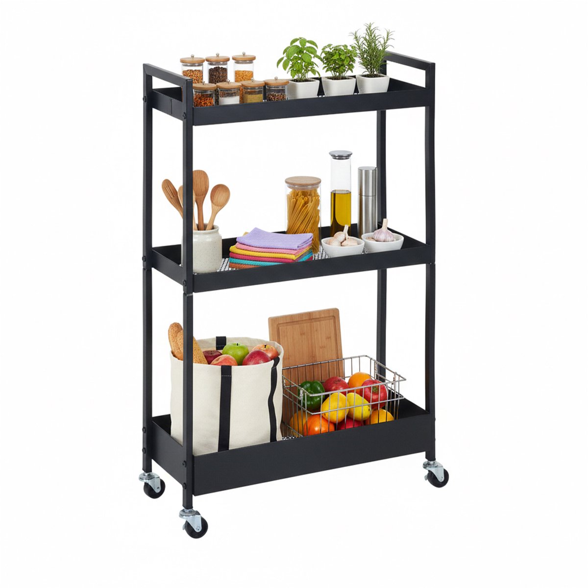 Niswagen - zwart - 20x85x50 cm - met wielen