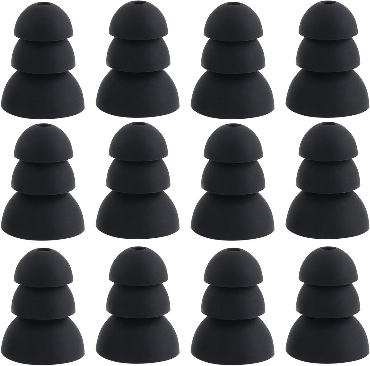 Allecto- Oordopjes met drievoudige flens - Ruisonderdrukking - 6 paar - 2 mm gat - Geschikt voor Shure SE215 Pro - Zwart