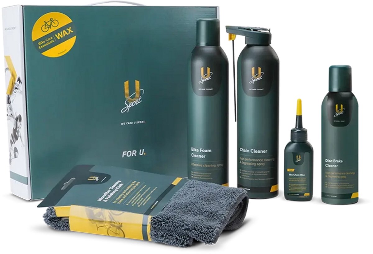 U-Sport Gift Box Bike Care Essentials Wax - Fietsonderhoud Cadeaupakket - Inclusief Bio Chain Wax - 5-delig