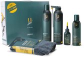 Cadeaubox met fietsverzorgingsproducten: Bike Foam Cleaner, Chain Cleaner, Disc Brake Cleaner, Bio Chain Wax en microvezeldoek.