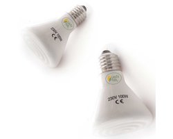 LayZyEgg® Keramische Infrarood Warmtelamp 100 Watt – 2 STUKS - Donkerstraler zonder licht - E27 Fitting - 20.000 Branduren – Warmtebron – Geschikt voor Terrarium & Opfok – Voor Kuikens, Reptielen, Pulletjes, Pups & Kittens