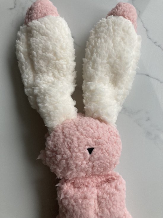 Il Bambini - heerlijke zachte grote knuffel - roze konijn - met ratel - knuffeldoekje - kraamcadeau - babykado van Merkloos — afbeelding 2