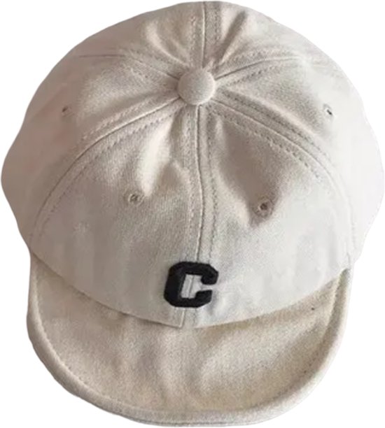 Baseball Cap met 'C' - Creme - Maat: 44/48 (3-24 maanden) - Verstelbaar - Klittenband - Pet - Zomer - Baby Petje