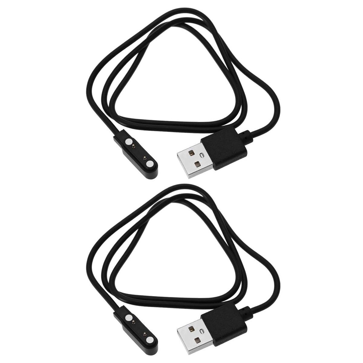 Allecto- Oplaadkabel Smart Horloge- USB oplaadkabel - Magnetisch- Zwart - 2 Pin - Fitness Tracker - Contact Pin Afstand - Lengte 60cm - Geschikt voor Smart Bril - 2 STKS - Horloge - Zwart model.