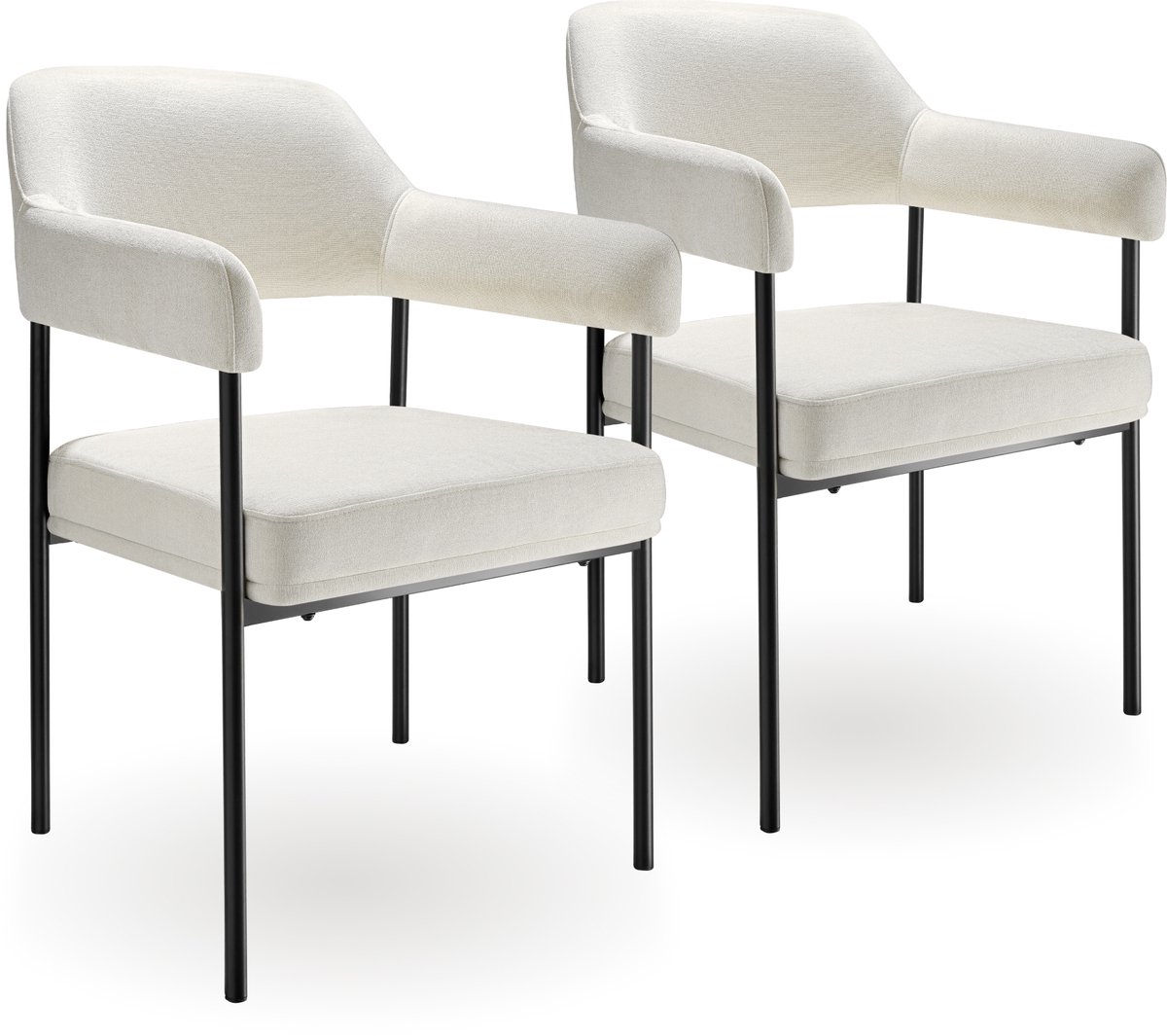 tectake® Eetkamerstoel met Armleuning - Set van 2 Eetkamerstoelen - Geweven stof - Open Ru
