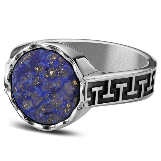 Atlantis | Chevalière en acier inoxydable et lapis-lazuli