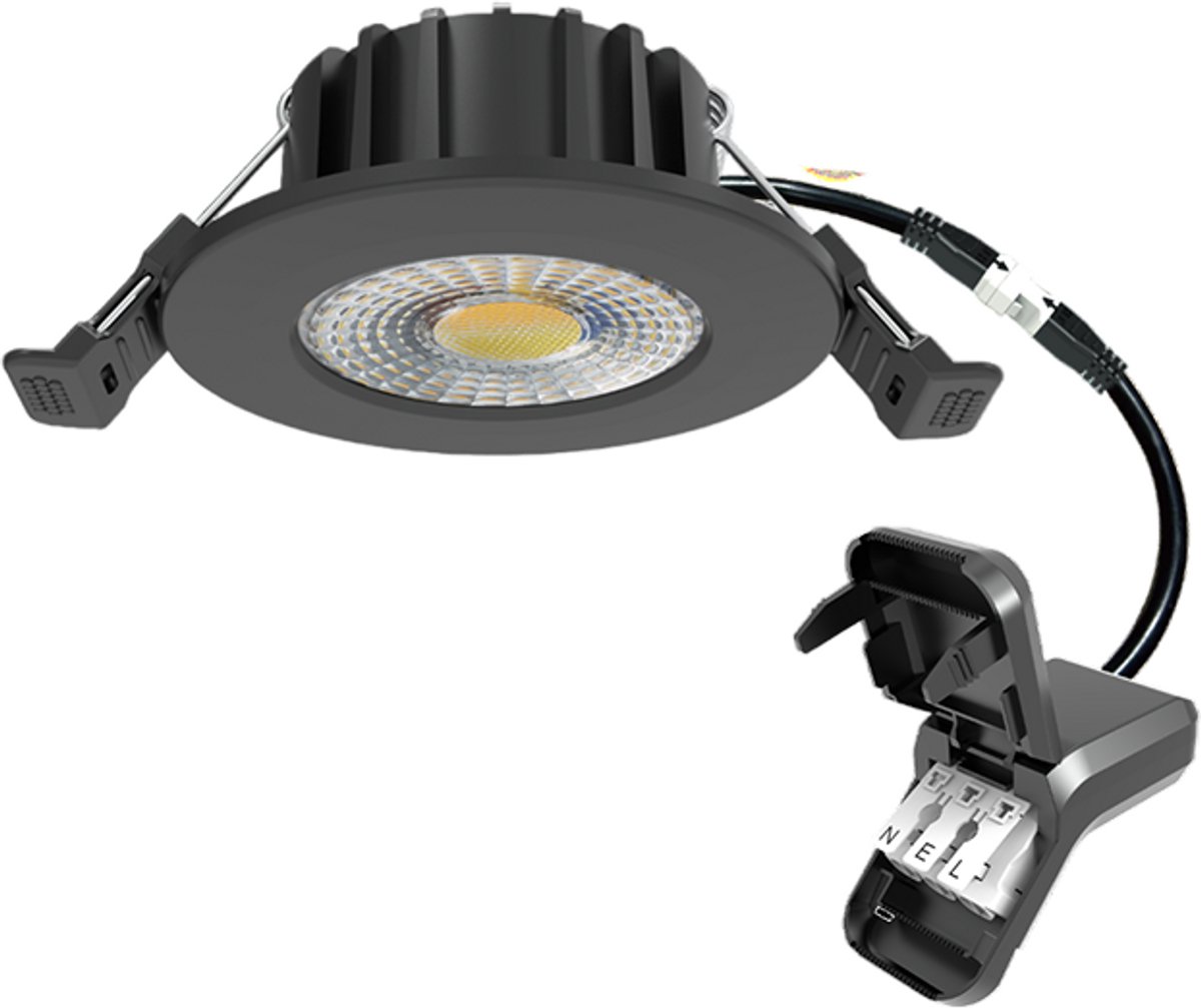 LED inbouwspot HUGO 6W dimbaar IP65 met CCT-switch - Zwart | Geen fitting | Extra Warm-Warm Wit-Koel Wit-Daglicht | 6 watt | 54.000 Branduren
