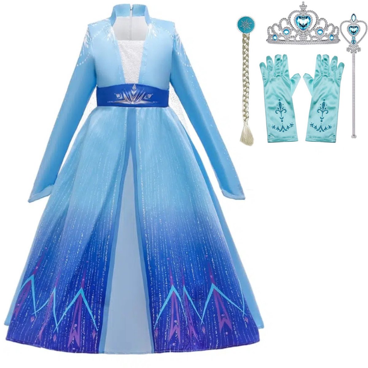 Frozen Elsa - Het Betere Merk verkleedkleren meisje - Elsa prinsessenjurk met tiara - Maat 92/98