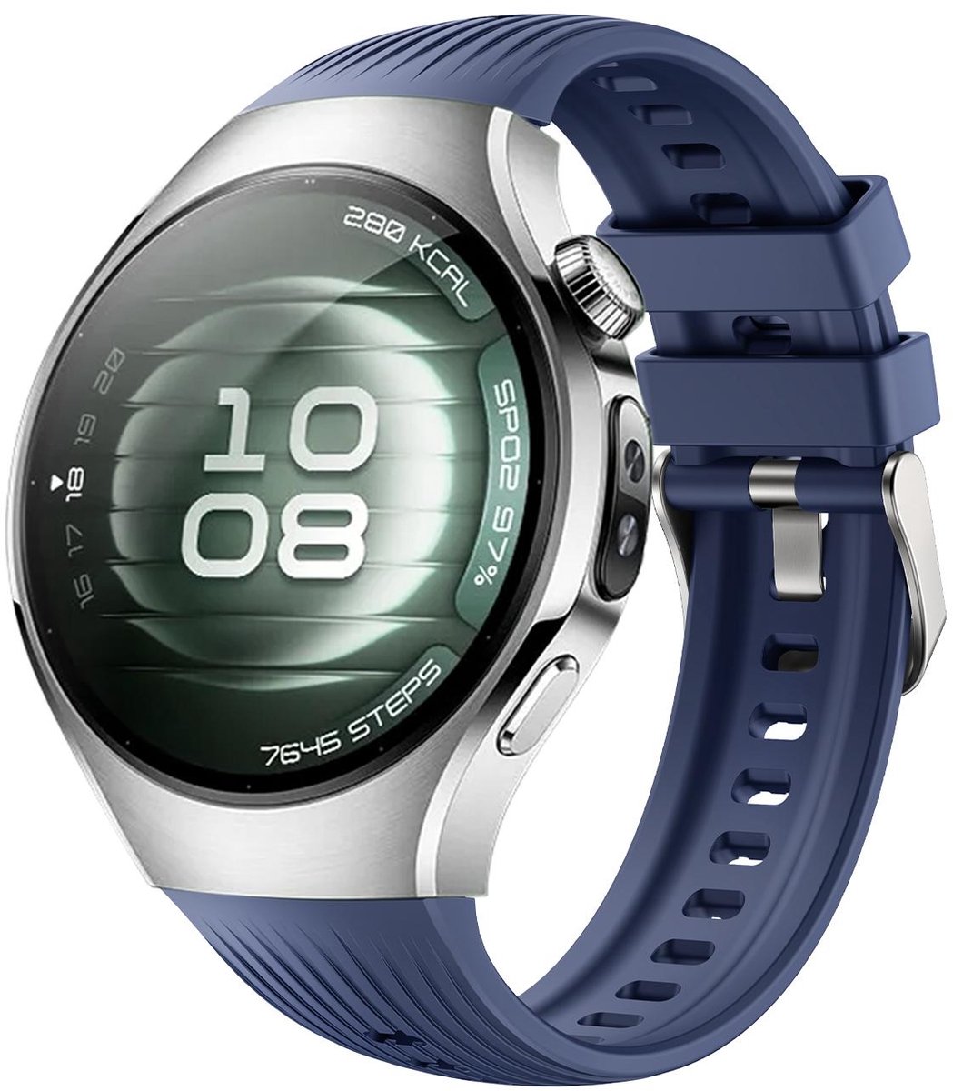 By Qubix - Siliconen bandje 'True Fit' - Donkerblauw - geschikt voor Huawei Watch 5 - 46mm