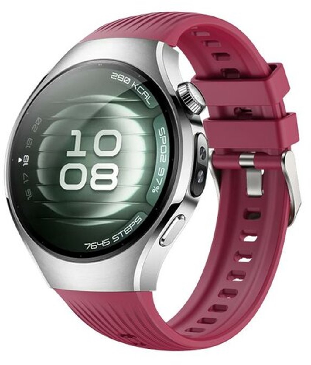 By Qubix - Siliconen bandje 'True Fit' - Wijnrood - geschikt voor Huawei Watch 5 - 42mm