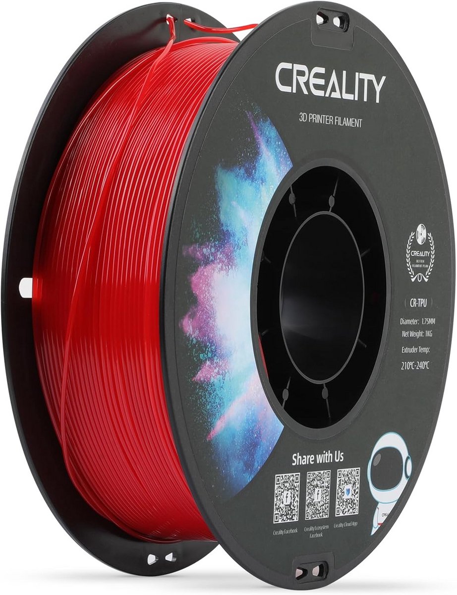 Flexibel 3D Printer Filament 1.75mm TPU - Hoge Elasticiteit en Zachte Hechting - 1kg Rood