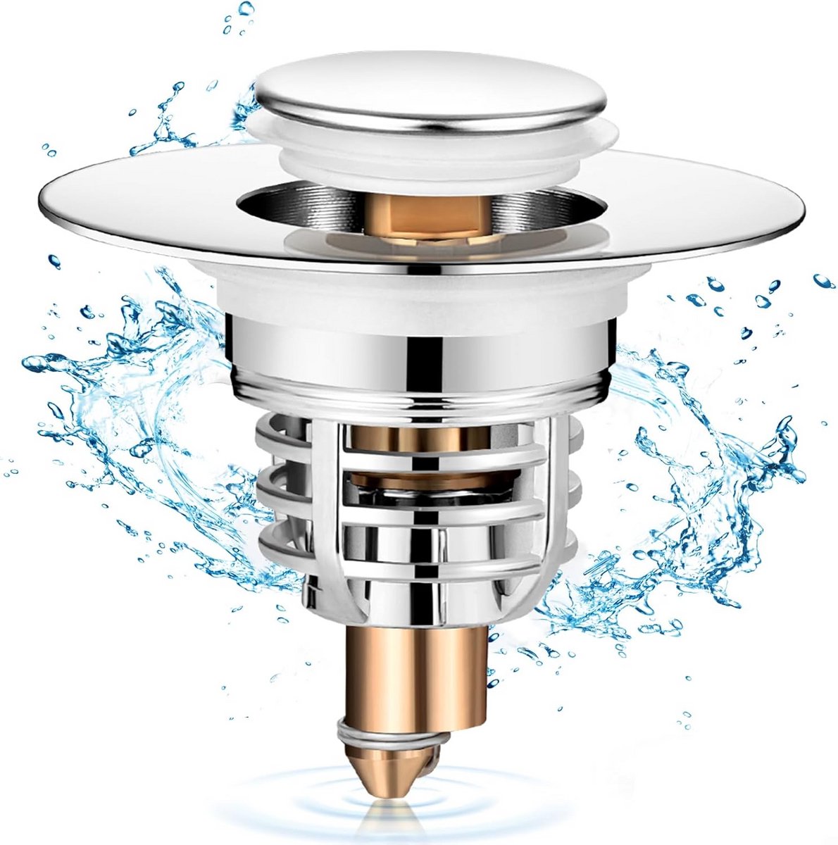 Universele Pop-Up Afvoerplug voor Wastafel, Bad en Bidet - Met Anti-Verstopfilter