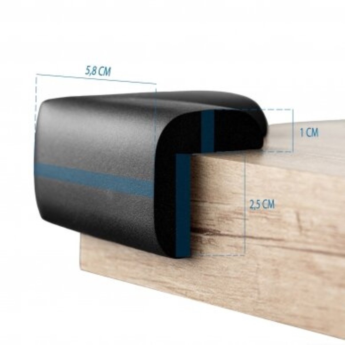 Sipo – Zachte Hoekbeschermers & Randbeschermers – Zwart – Set van 4 Stuks - Meubel Beschermer - Tafelpunt Bescherming – foto 5