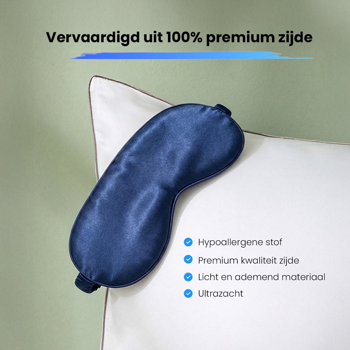 Lopoleis Zijde Slaapmasker – Oogmasker – Slaapmasker 100% verduisterend – Wallen – Silk Deep Sleep – Anti Rimpel – Blauw — afbeelding 4