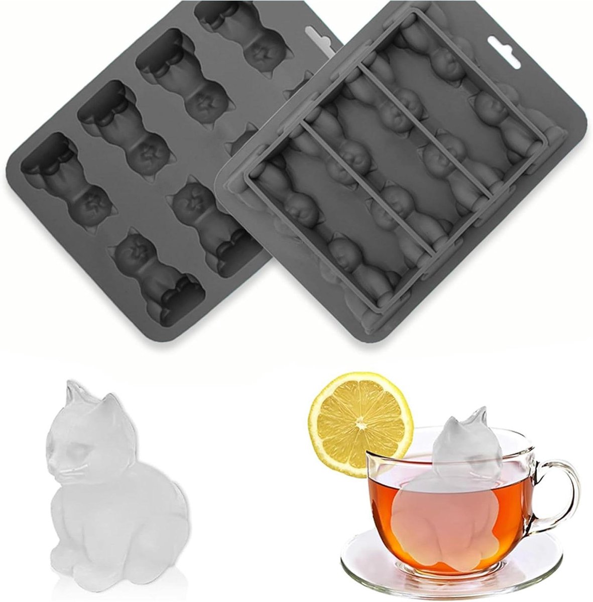 IJsblokjesvorm voor katten - Herbruikbare 3D-ijsblokjesvorm - 6 vormen - BPA-vrij