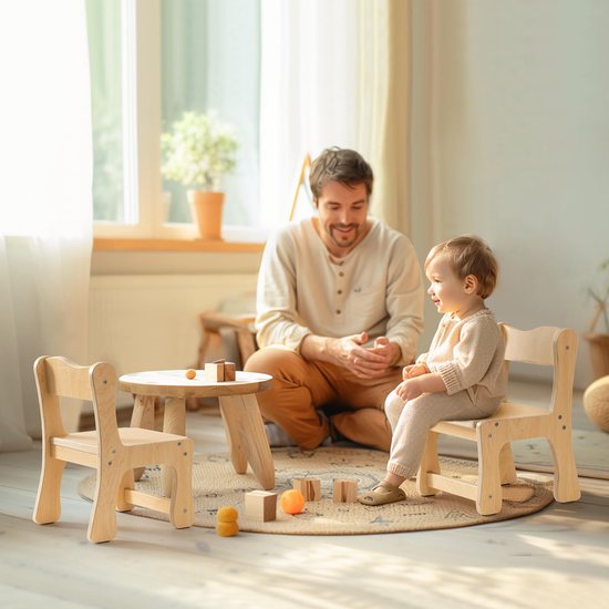 Robotime - ROBUD Houten Peuterstoel - Duurzame Gelakte Houten Stoel - Voor Speelkamer - Voor Peuters vanaf 3 jaar van Merkloos — afbeelding 5