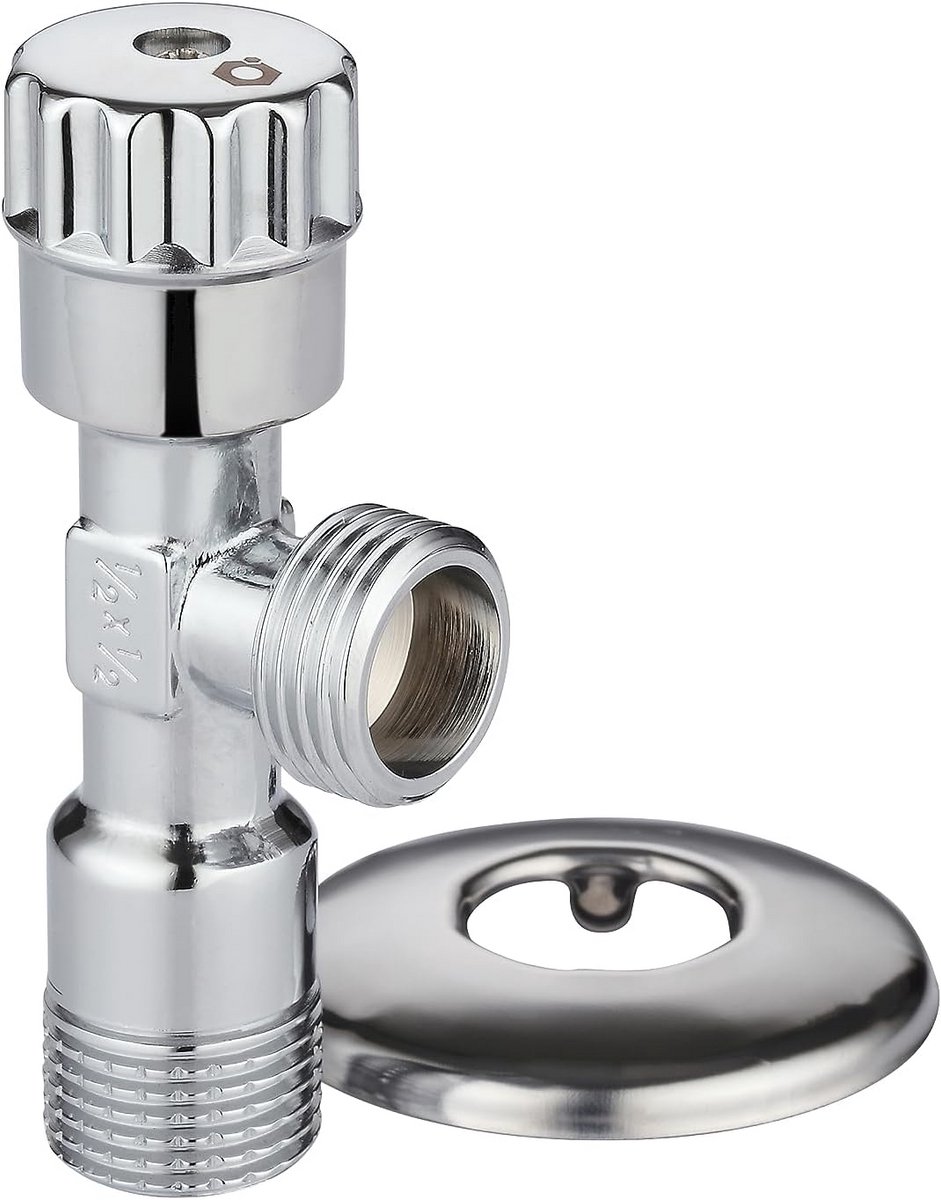 Hoekventiel 1/2 inch voor Koud en Warm Water - Wastafel en Slangaansluiting