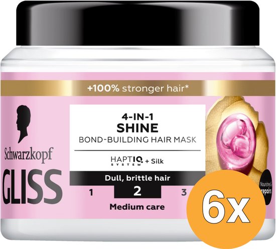 Gliss Liquid Silk - Haarverzorging - Haarmasker - Glans - Intense Voeding - Fruitige Geur - Breekbaar Haar - Voordeelverpakking - 6x 400ml