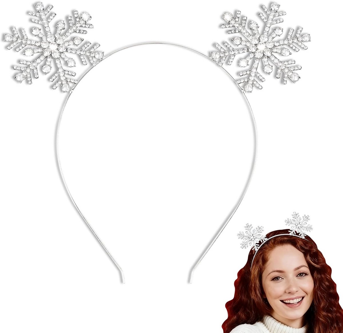 Feestelijke Sneeuwvlokken Haarband met Glitters voor Dames