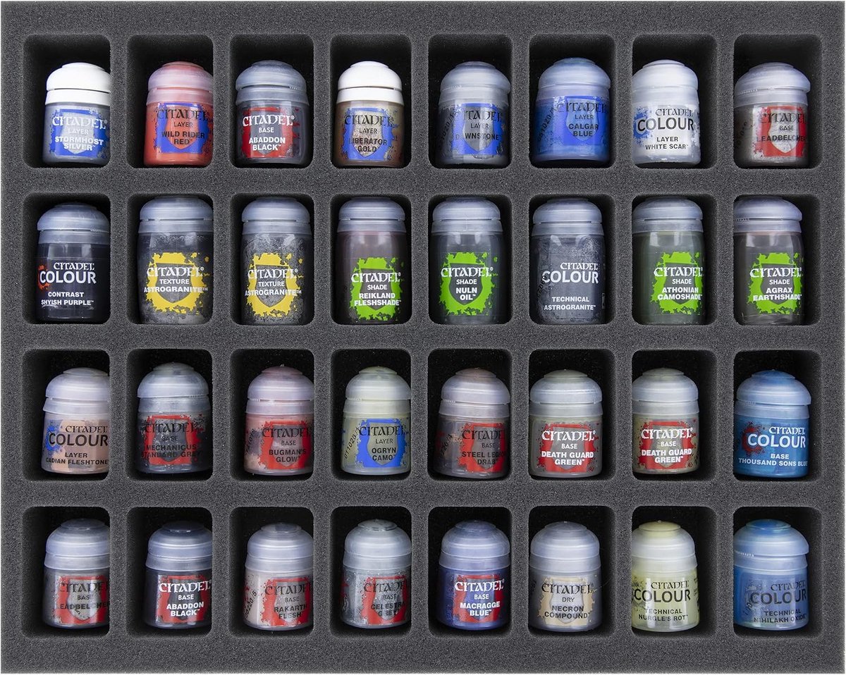 Schuimrubberen Verfbak voor 32 Verfpotten (12ml-24ml)