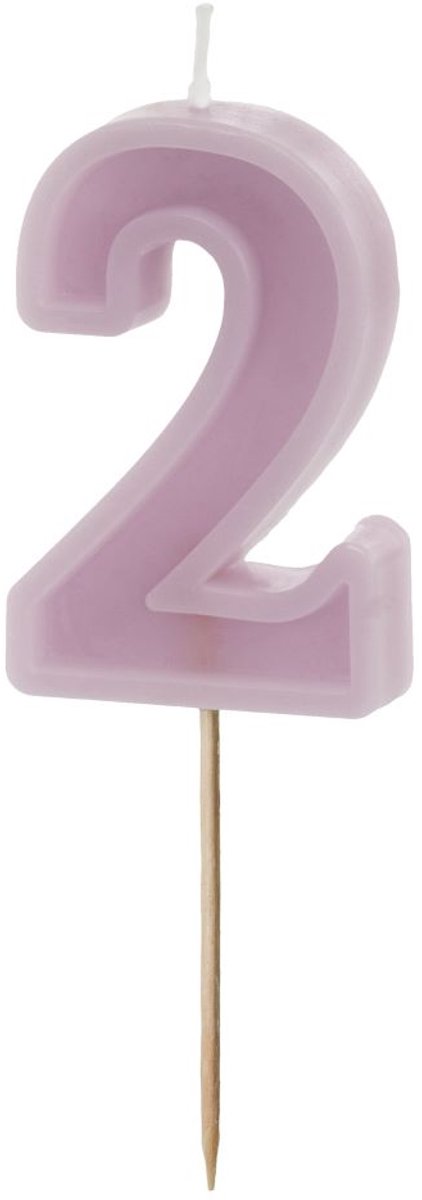 Taartkaars nummer 2 paars 6cm