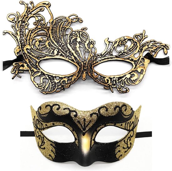 2x Luxe Kant Oogmaskers Set voor Heren en Dames - Venetiaans Carnaval en Gala Feest