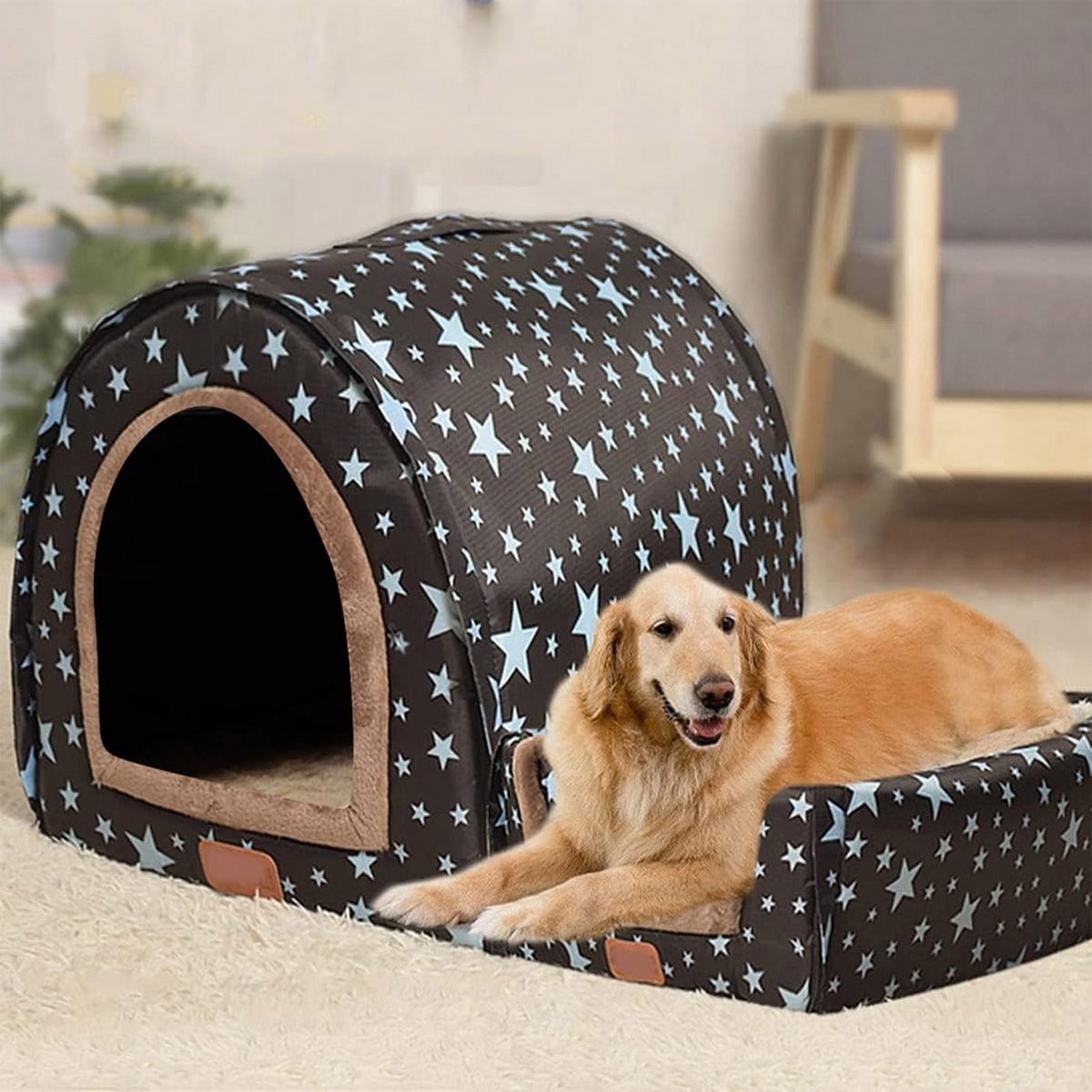 Luxe Hondenhuis XL/XXL met Warm Hondenkussen - Wasbare Kennel voor Binnen & Buiten