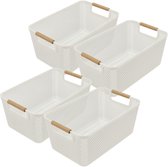 Opbergmand 4-delig 12L - Mandjes Riet – Opbergdoos Kast en Keukenkast Organizer | Opbergdozen Kinderkamer | Kledingkast en Kleerkast Organizer