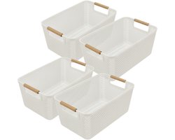 Opbergmand 4-delig 12L - Mandjes Riet – Opbergdoos Kast en Keukenkast Organizer | Opbergdozen Kinderkamer | Kledingkast en Kleerkast Organizer