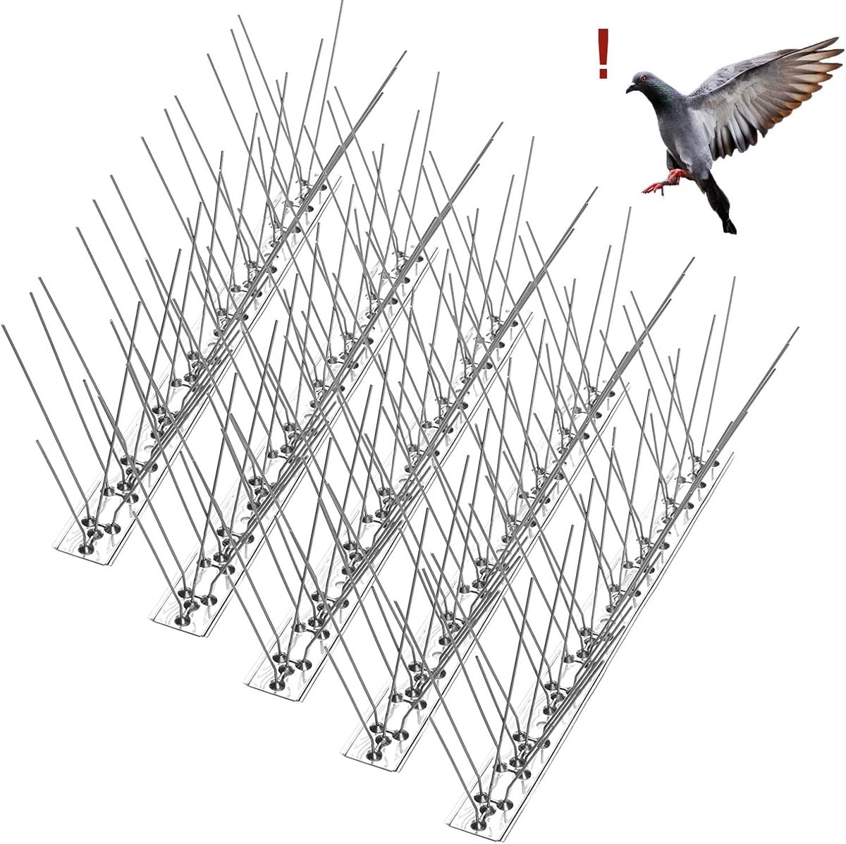 Famanu – Duivenpinnen RVS 6,6 Meter (20 * 33cm) - Vogelspikes Roestvrijstalen - Duivenverjager voor Balkon - Dak en Vensterbank - Vogelpinnen Tegen Duiven - Kraaien - Zwaluwen en Andere Vogels