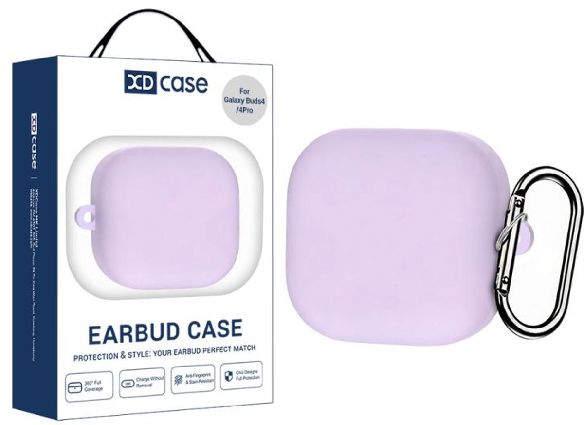 XDcase - hoesje geschikt voor Samsung Galaxy Buds 4 / 4 pro soft case cover - paars - TPU hoesje Beschermhoes - Samsung Galaxy Buds 4 / 4 Pro Cover - Buds4 hoesje - gel hoesje met sleutelhanger