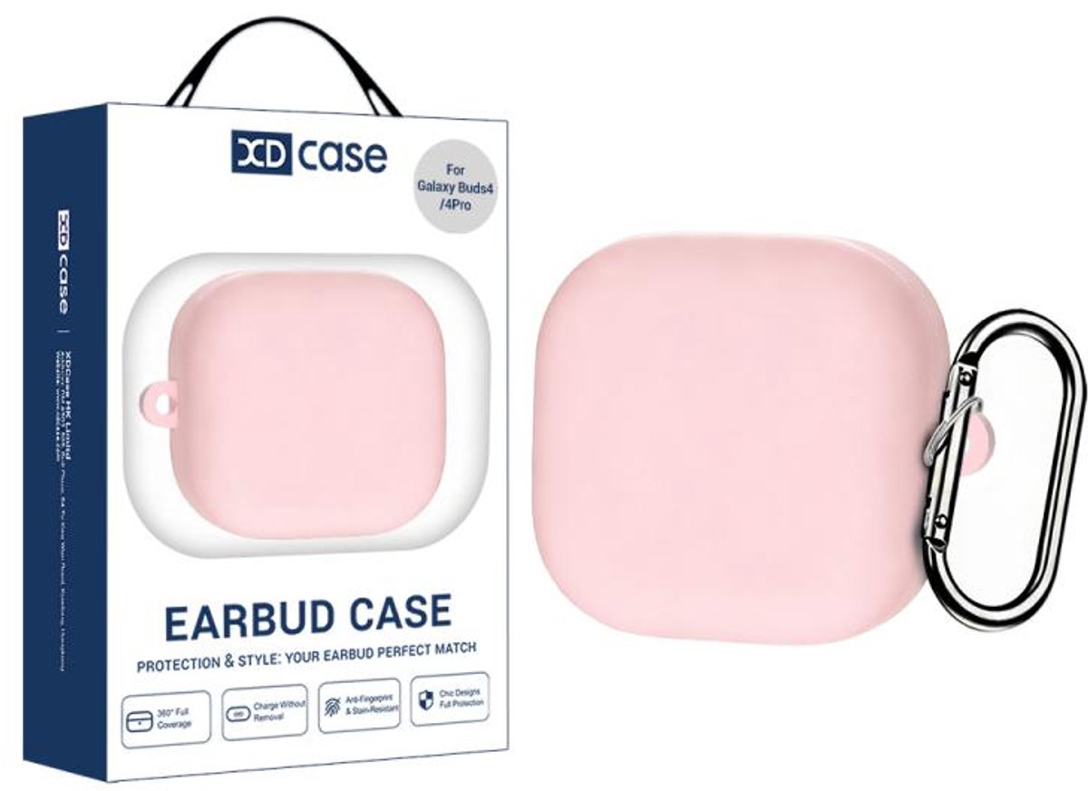 XDcase - hoesje geschikt voor Samsung Galaxy Buds 4 / 4 pro soft case cover - roze - TPU hoesje Beschermhoes - Samsung Galaxy Buds 4 / 4 Pro Cover - Buds4 hoesje - gel hoesje met sleutelhanger