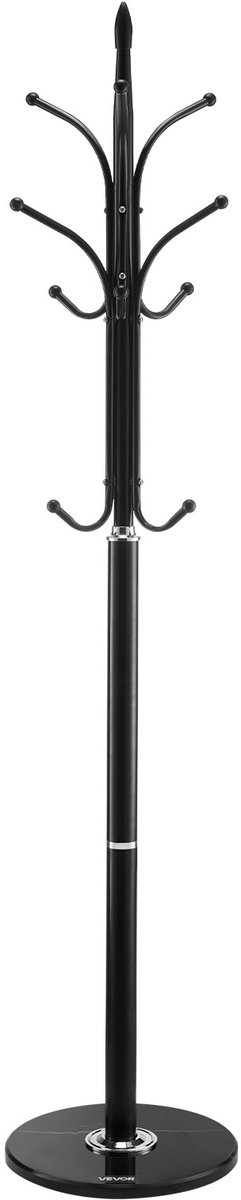 Vevor Kapstok met stabiele marmeren voet 6 haken 180cm zwart