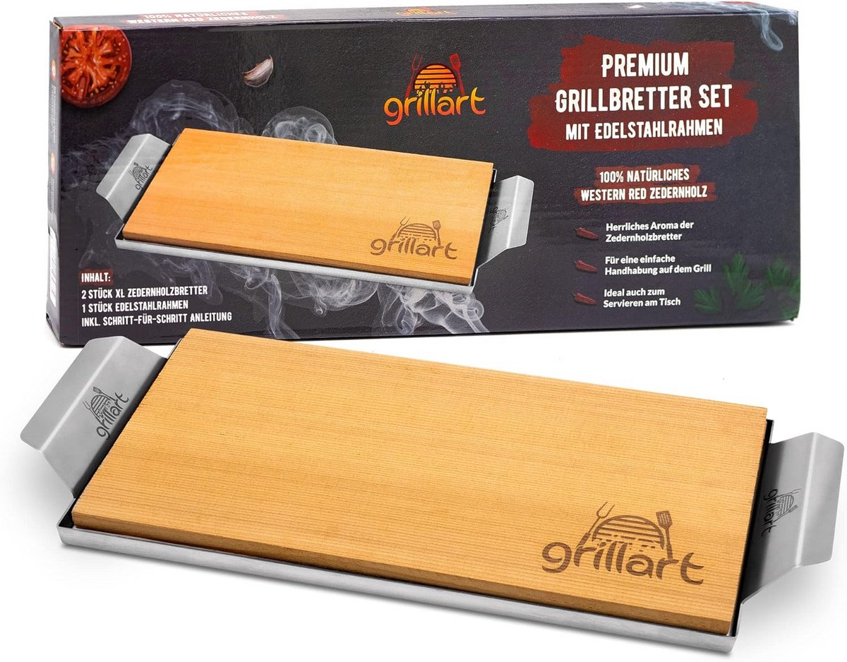 Premium Cederhouten Rookplanken met RVS Frame voor Grillen en Serveren