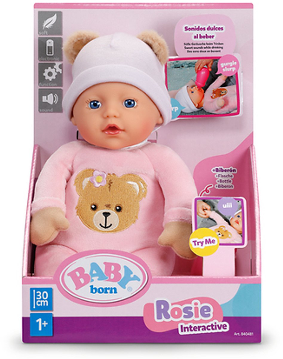 BABY born Interactieve Rosie (30 cm) - zachte babypop, 6 geluidseffecten, fles en speen - vanaf 1 jaar — cadeau in Spellen & Speelgoed - foto 7
