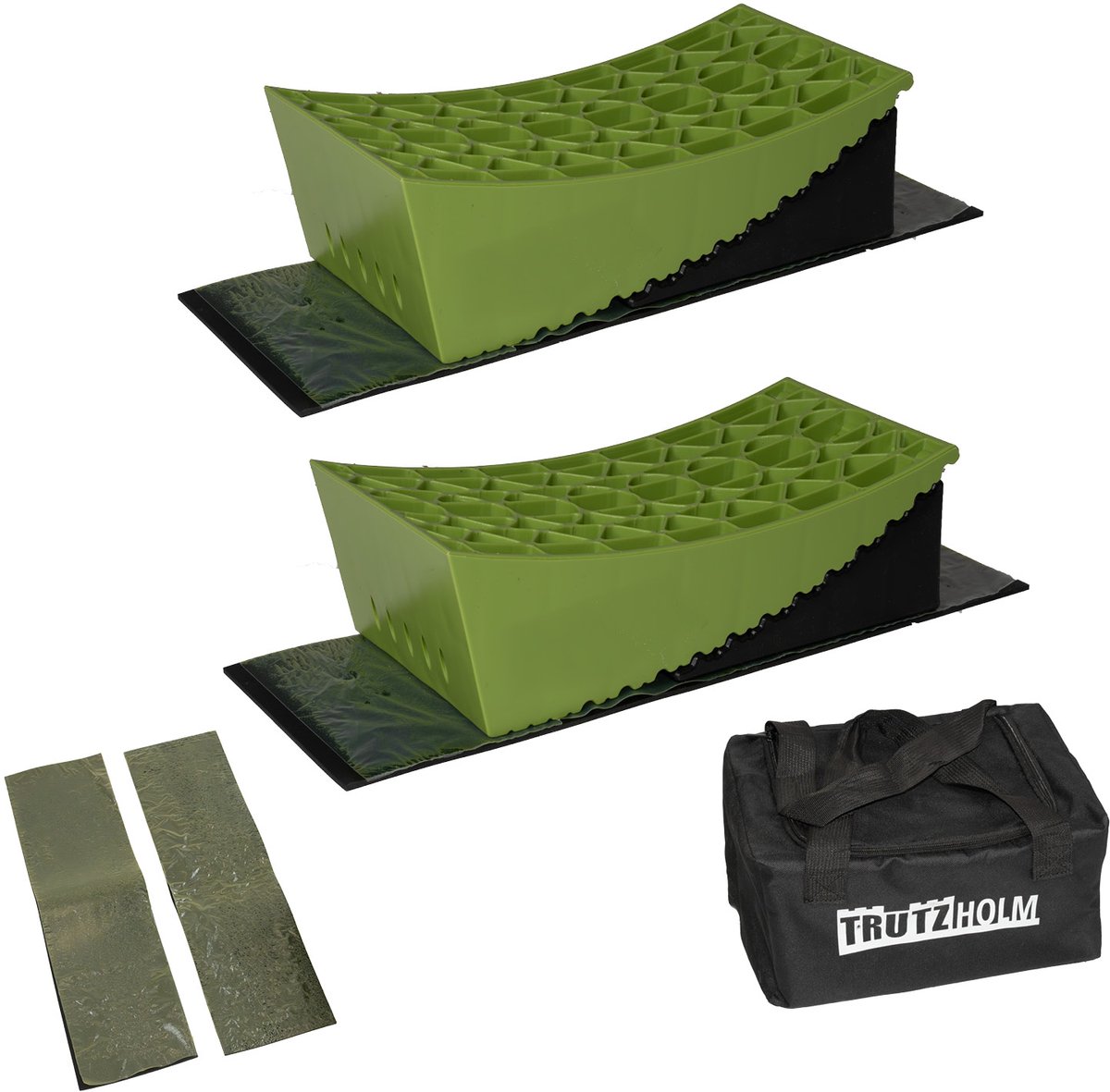 2 x oprijplaat met onderlegmat 13,5 T 32x15x11 / 19x15x8 cm kunststof camper