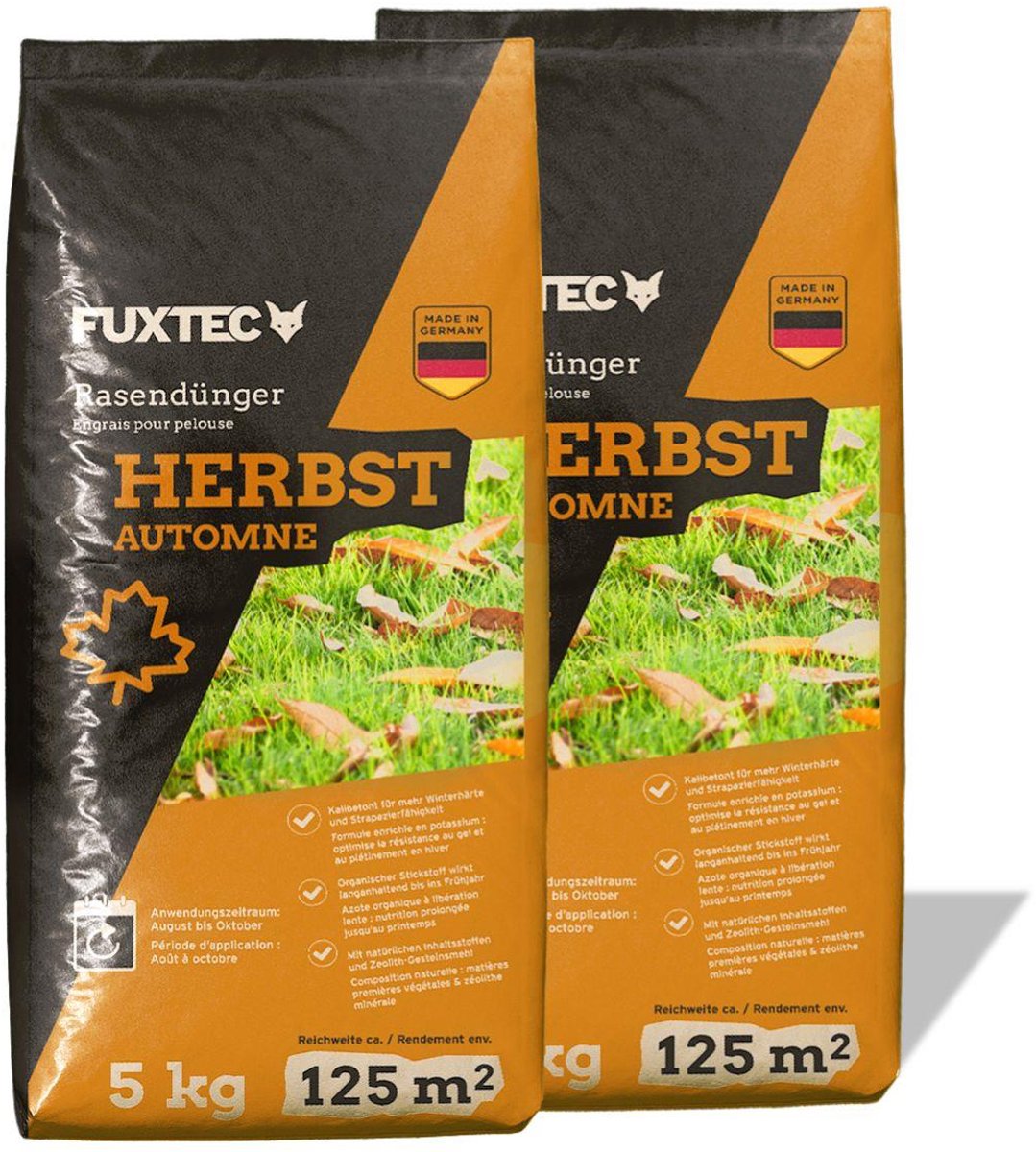 FUXTEC gazonmeststof voor de herfst FX-RDH10, kaliummeststof 10 kg voor maximaal 250 m², gazonmeststof voor vorstbescherming, dicht gazon & voedingsstoffenvoorziening in de herfst