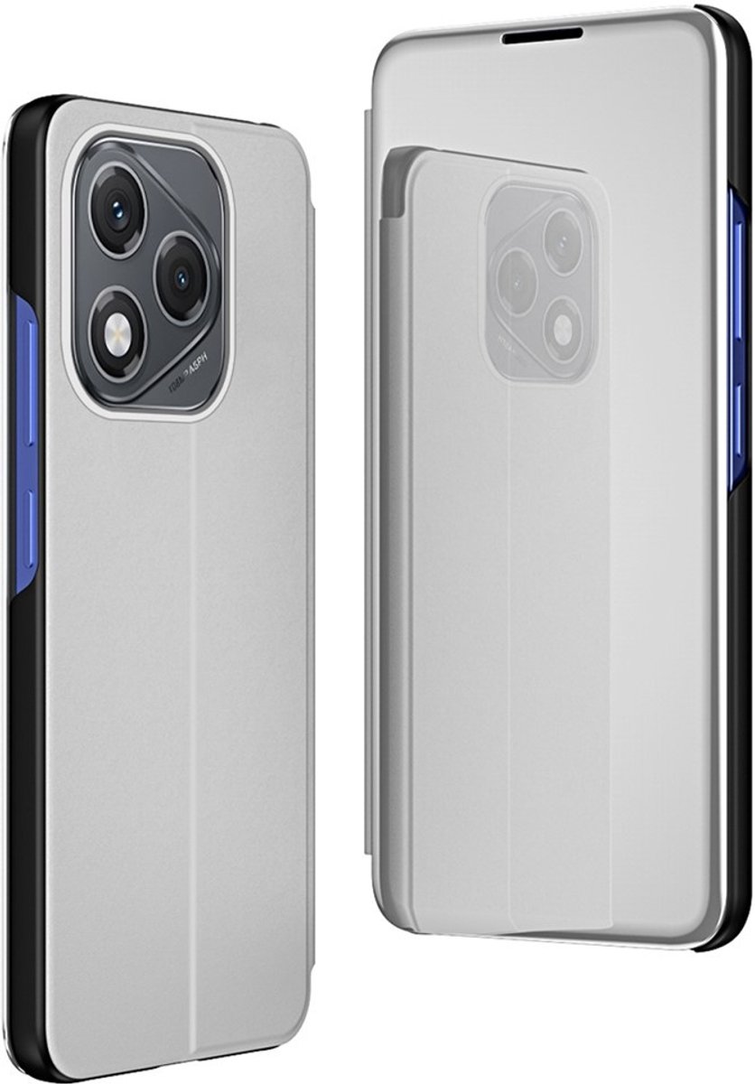 Hoesje geschikt voor HONOR 400 Lite - Phonesta Smart View Mirror Book Case - Zilver