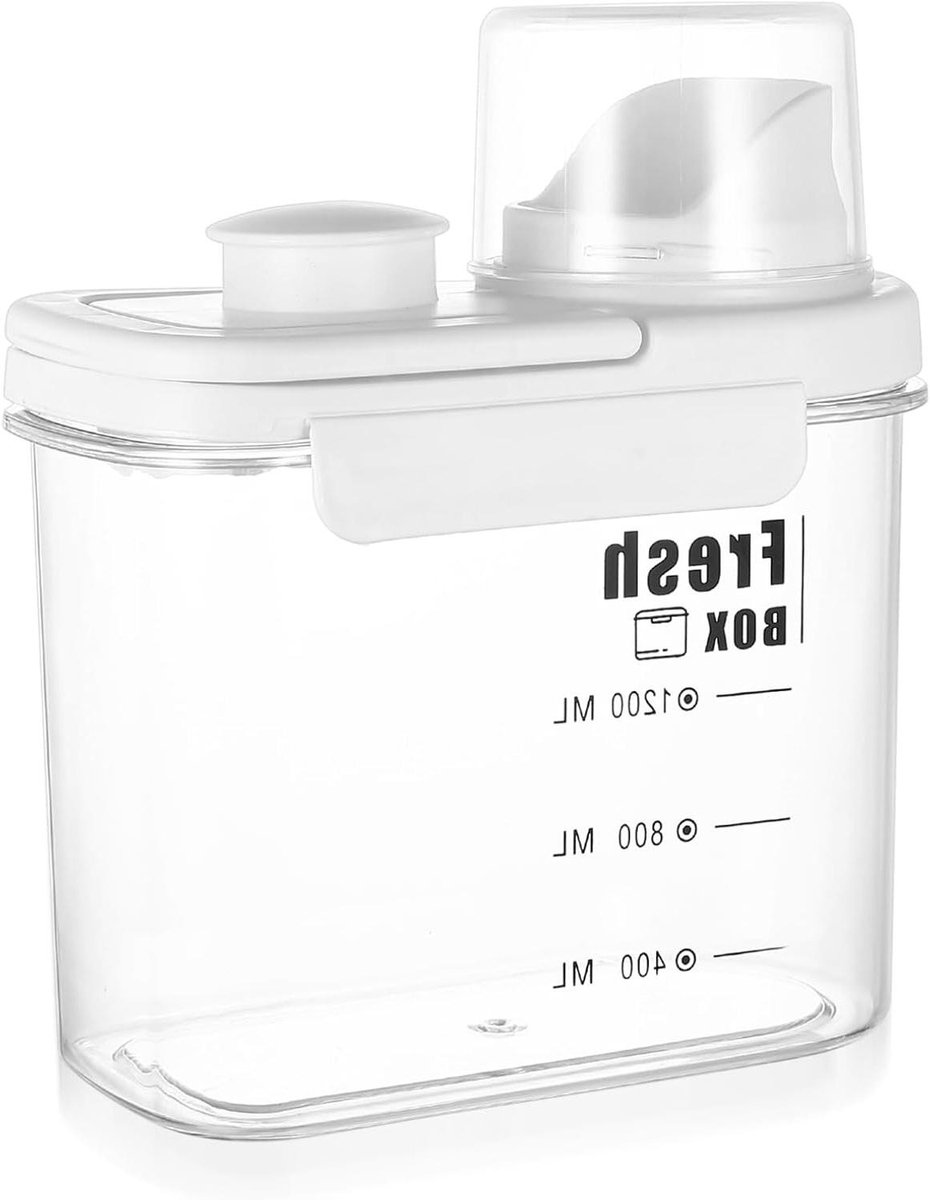 Wasmiddelbox voor wasverzachter - Luchtdichte wasmiddeldispenser - Vloeibare wasmiddelreservoir - Opbergdoos en doseerder - 1200 ml